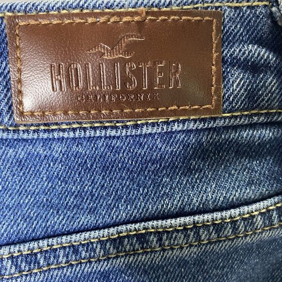 HOLLISTER Jean Distressed Straight High Waist Medium Wash Denim Womens 14 Blue - Picture 3 of 7